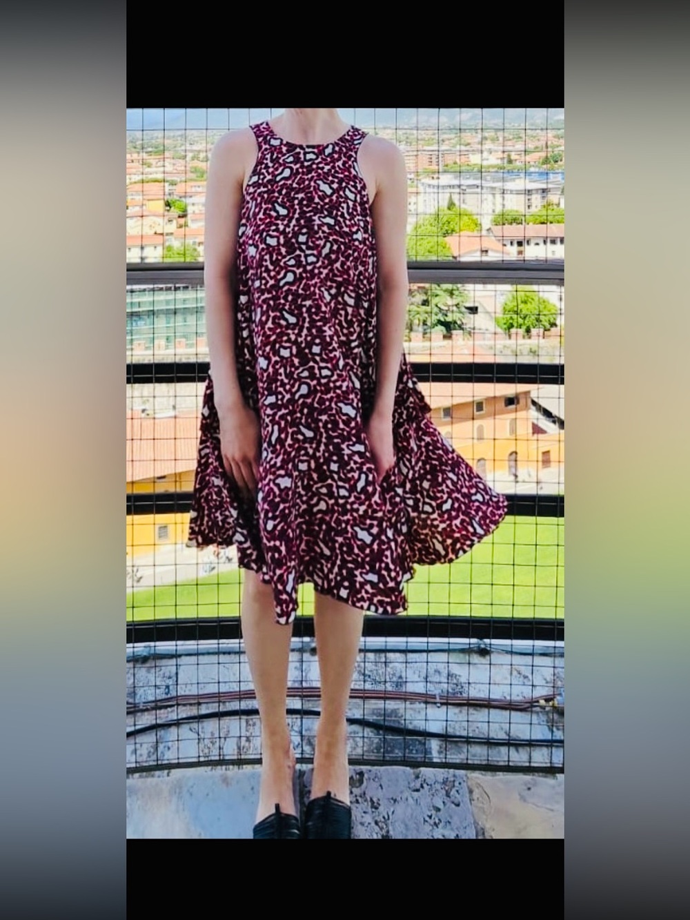 Stella McCartney Red, Black & White Leopard Print Dress